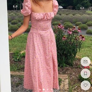 House of CB Tallulah Pink Floral Puff Sleeve Dress